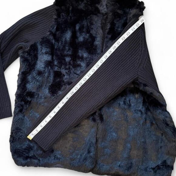 Winter witchy whimsigoth black knit faux fur cardigan womens size XL - Picture 5 of 7